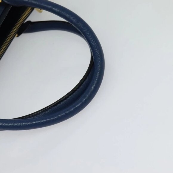 PRADA Hand Bag Safiano leather 2way Blue Gold Auth 125760 - Picture 7 of 14